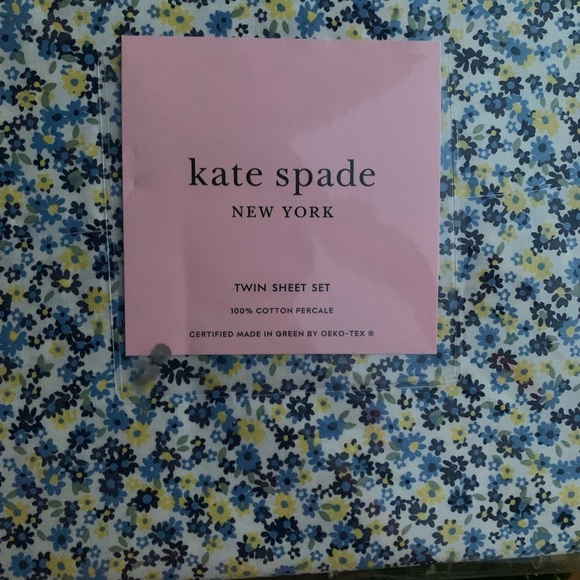 kate spade Bedding Kate Spade Twin Floral Blue Yellow Sheet Set 3